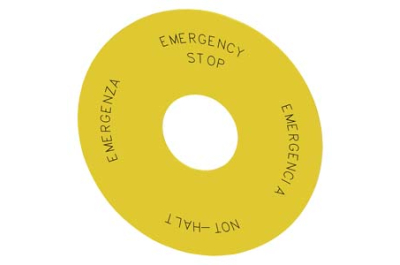 Siemens EMERGENCY STOP backing plate, yellow